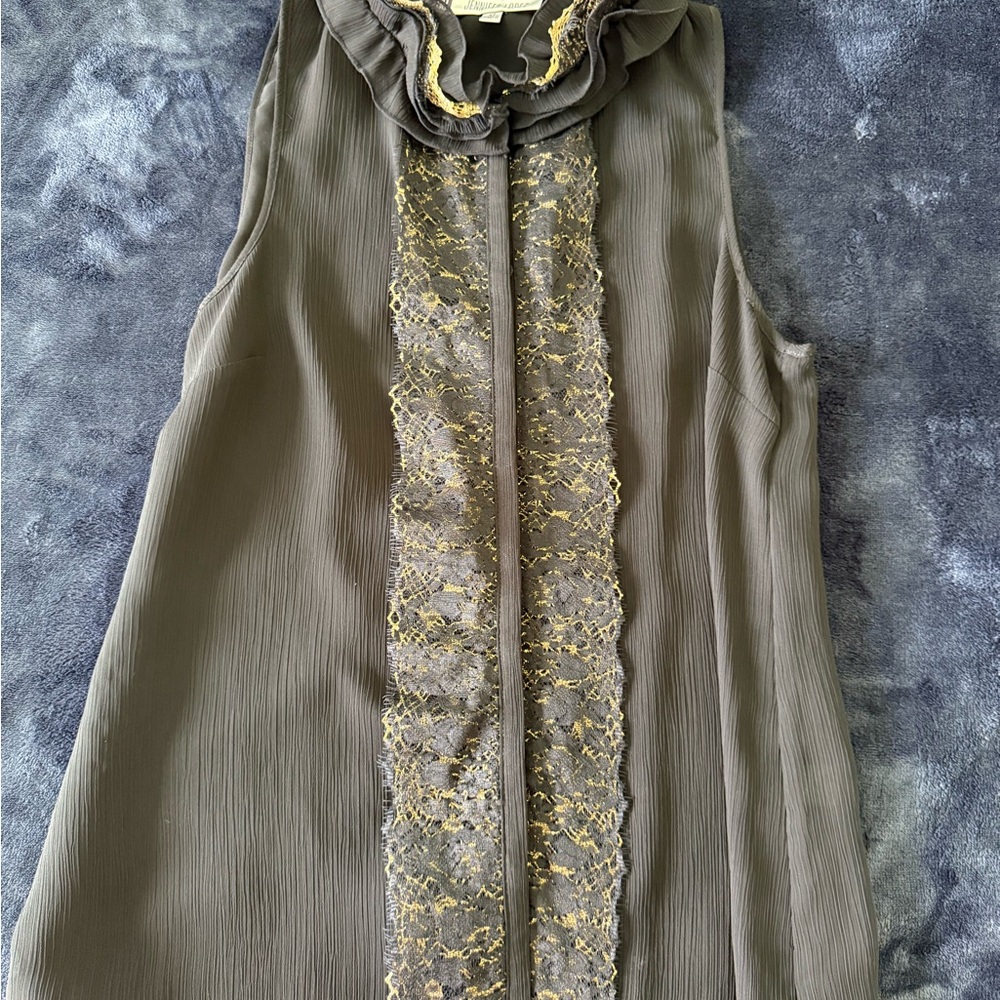 Jennifer Lopez Black and Gold Lace Top
